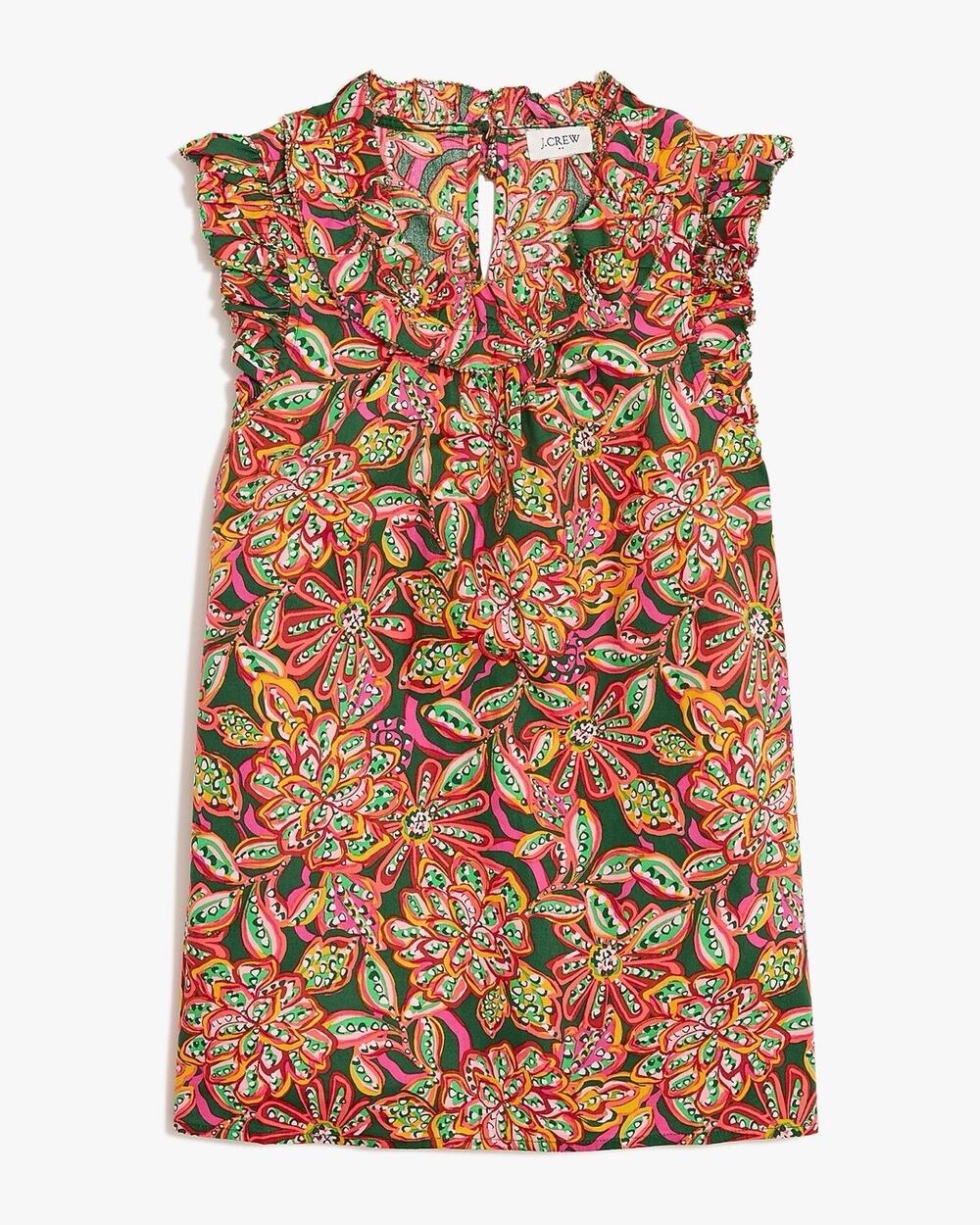 J.Crew Factory Women’s Sleeveless Ruffle Blouse Top Large